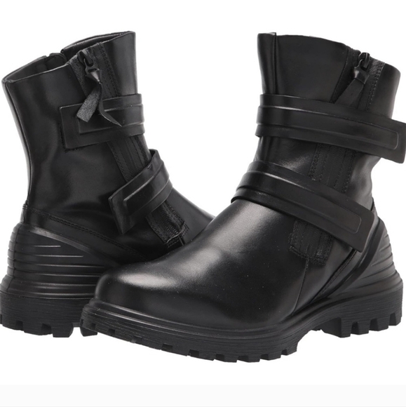 EccoWomen’s Tredtray Moto Leather Booties Black Size 36 US Size 7